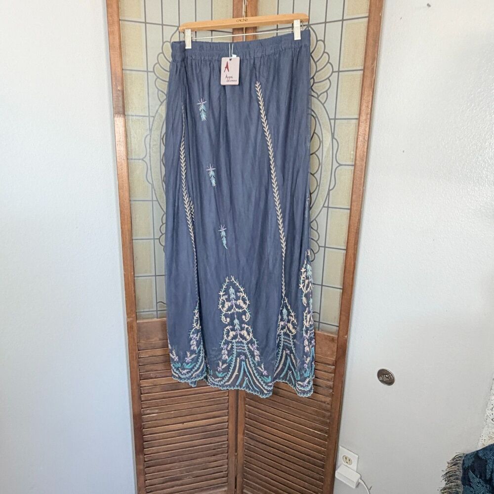 Boho Embroidered Mesh Maxi Skirt Cottagecore Festival Hippy Artsy NWT Size S/M - Picture 4 of 13